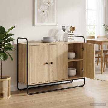 vidaXL Dressoir Sonoma Eiken 102 x 35 x 75 cm Bewerkt hout, Verzenden, Nieuw, Overige houtsoorten, Minder dan 50 cm