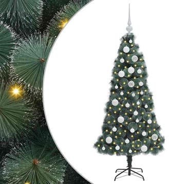 vidaXL Kunstmatige Voorverlichte Kerstboom met Ballenset, Verzenden, Nieuw
