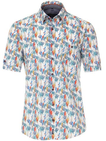 Casa Moda Overhemd Korte Mouw Palmboom Motief Oranje, Verzenden, Nieuw, Oranje