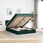 vidaXL Ottoman bed met matras en LEDs 140x190cm fluweel, Verzenden, Stof, Groen, Nieuw