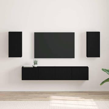 vidaXL TV Wandkast 2 st Zwart Bewerkt hout, Minder dan 50 cm, Verzenden, Nieuw, Minder dan 100 cm