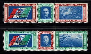 Koninkrijk Italië 1933 - Trittici Noord-Atlantische Cruise, Gestempeld