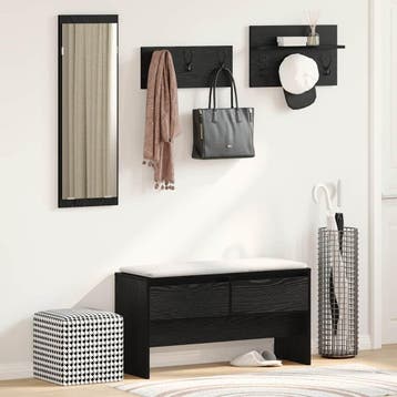 vidaXL Halmeubelset 4 st Zwart Eiken 90 x 31 x 46,5 cm, Verzenden, Nieuw