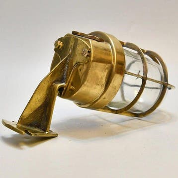 Wandlamp - Messing, Glas - Industrieel kooi-lamp