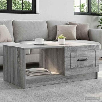 vidaXL Salontafel Grijs sonoma 90 x 50 x 37 cm Bewerkt hout, Verzenden, Nieuw, Overige houtsoorten, 50 tot 100 cm
