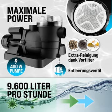 Zandfilterpomp 9600L/u 25L (Zwembadfilter, Sportartikelen), Verzenden, Nieuw