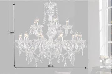 Kroonluchter DIAMONDS 15-armig transparant acryl - 1281, Huis en Inrichting, Lampen | Kroonluchters, Ophalen of Verzenden, Nieuw