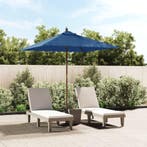 vidaXL Parasol met houten paal 198x198x231 cm azuurblauw, Verzenden, Nieuw, 1 tot 2 meter