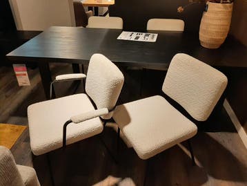 Eetkamerstoelen Bady (set van 4) **SHOWROOMMODEL**, Nieuw, Wit, Stof