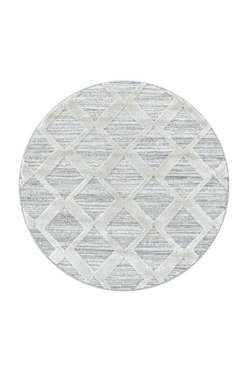Rond Vloerkleed | Pisa | Ruiten | Grijs | 200x200 cm, Huis en Inrichting, Stoffering | Tapijten en Kleden, Verzenden, Nieuw