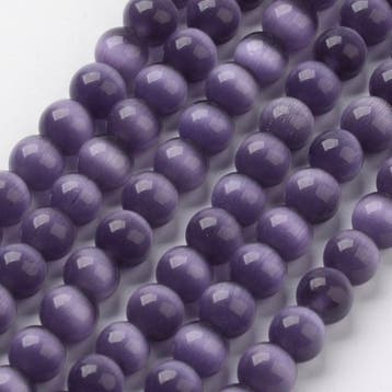20 x Cateye glas kralen 6mm amethist rijg gat: 1mm, Ophalen of Verzenden, Nieuw, Kraal