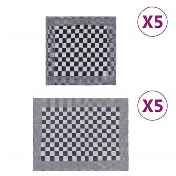 vidaXL 10-delige Keukendoekenset katoen blauw en wit, Verzenden, Nieuw