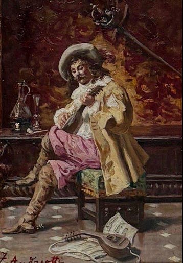 Federico Andreotti (1847-1930) - Moschettiere con liuto