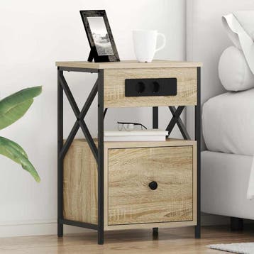 vidaXL Nachtkastje 2 st Sonoma Eiken 40 x 31 x 60 cm Bewerkt, Minder dan 45 cm, Verzenden, Nieuw, 55 tot 70 cm