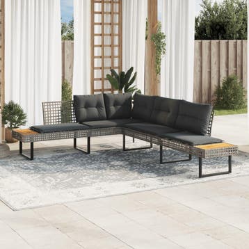 vidaXL Tuinbank met kussens L-vormig poly rattan en, Verzenden, Nieuw