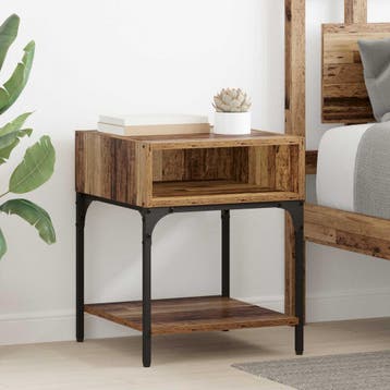 vidaXL Nachtkastje Oudhout 40 x 40 x 50 cm Bewerkt hout, Huis en Inrichting, Slaapkamer | Nachtkastjes, Minder dan 45 cm, Verzenden