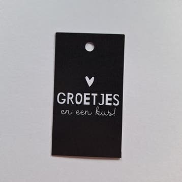 3x Cadeaulabel  Groetjes en een kus ! (Per 3 stuks), Ophalen of Verzenden, Nieuw