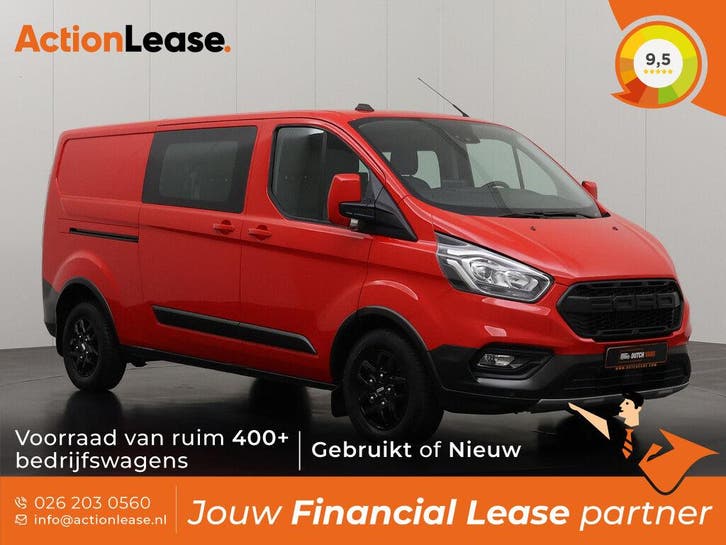 Ford Transit Custom Dubbel cabine L2 H1 2023 Diesel, Auto's, Zwart, Nieuw, Dealer onderhouden, Transit