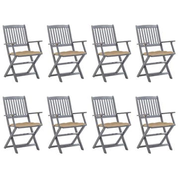 vidaXL Tuinstoelen 8 st inklapbaar met kussens massief, Tuin en Terras, Tuinstoelen, Verzenden, Nieuw, Hout