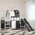vidaXL Loftbed voor Kids Wit en zwart 90 x 190 cm Metaal, Verzenden, Nieuw, Wit, Metaal