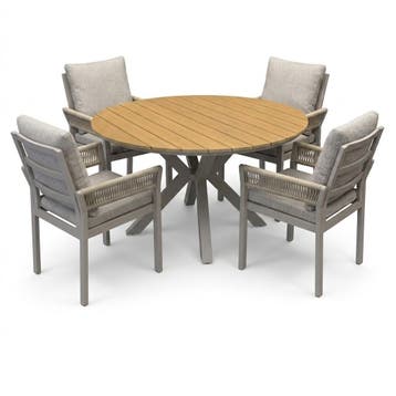Quincy Saigon dining tuinset 120xH75 cm 5 delig latte, Ophalen of Verzenden, Nieuw