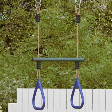 vidaXL Trapezestang en ringen voor kinderen staal blauw en, Kinderen en Baby's, Speelgoed | Buiten | Speeltoestellen, Verzenden