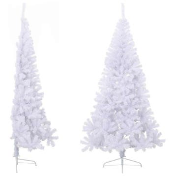 vidaXL Kunstkerstboom met standaard half 240 cm PVC groen, Verzenden, Nieuw