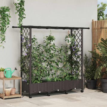 vidaXL Verhoogd Bed met Trellis en Dak Bruin 164 x 40 x 127, Verzenden, Nieuw, Minder dan 60 cm, 60 cm of meer