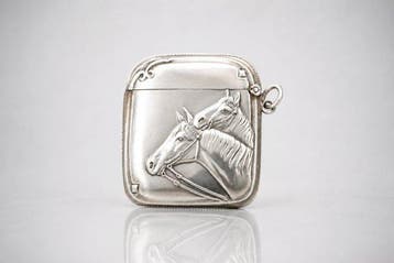 Vesta doosje - Verzilverd - paard, Antiek en Kunst