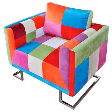 vidaXL Fauteuil met patchwork ontwerp en verchroomde poten, Verzenden, Nieuw