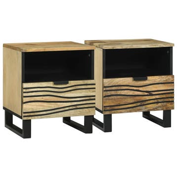 vidaXL Nachtkastje 2 st Naturel 40 x 33 x 46 cm Bewerkt hout, Minder dan 45 cm, Verzenden, Nieuw, Minder dan 55 cm