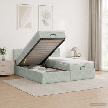 vidaXL Ottoman bed met matras met hoofdeinde 2 pcs, Huis en Inrichting, Slaapkamer | Bedden, Verzenden, Nieuw, Stof