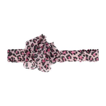Haarband Bloem - Panterprint – Zwart Roze, Nieuw