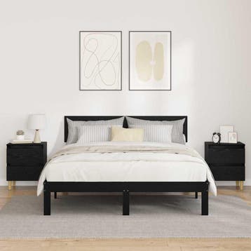 vidaXL Bedkasten 2 st Zwart Eiken 40 x 35 x 50 cm Bewerkt, Minder dan 45 cm, Verzenden, Nieuw, Minder dan 55 cm