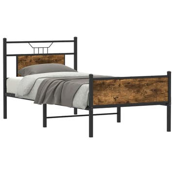 vidaXL Bedframe zonder matras hout gerookt eikenkleurig, Eenpersoons, Bruin, Verzenden, Nieuw