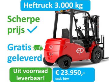Heftruck 3000 kg, op voorraad en 5 jaar garantie op de accu!, 3000 tot 4000 kg, Verzenden, Heftruck, EP Equipment
