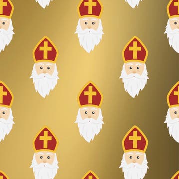 Cadeaupapier Sinterklaas met Mijter, Goud - Breedte 50 cm -, Ophalen of Verzenden, Nieuw, Overige typen