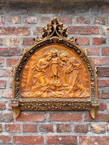 sculptuur, Altaarstuk van de Heilige Familie - 67 cm - Gips