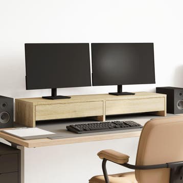 vidaXL Monitorstandaard met lades Sonoma eiken 100x27x15 cm, Verzenden, Nieuw