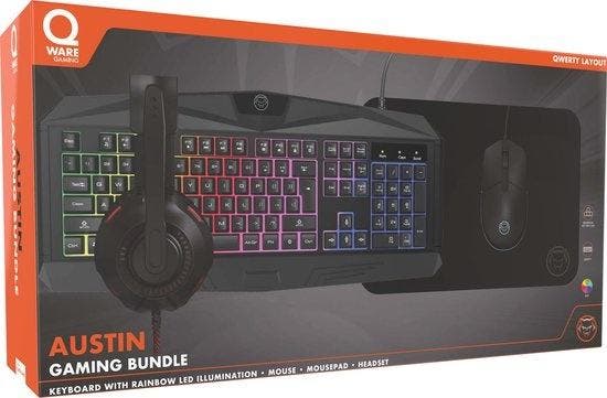 Qware Gaming - PC Gaming Bundel - Keyboard - Muismat - RGB L, Computers en Software, Toetsenborden, Ophalen of Verzenden