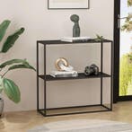 Consoletafel Strömstad haltafel met 1 plank 80x80x26 cm zwar, Huis en Inrichting, Tafels | Sidetables, Verzenden, Nieuw