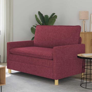 vidaXL Bank 2-zits Wijnrood 126 x 81 x 87,5 cm Stof, Huis en Inrichting, Verzenden, Minder dan 150 cm, Stof, Nieuw
