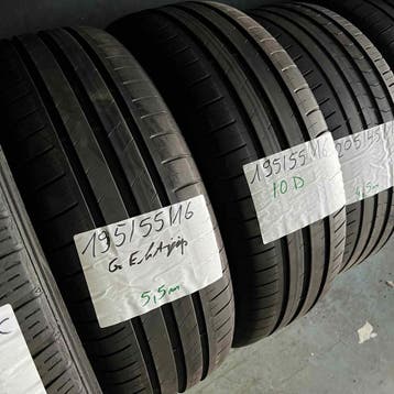 2 x Goodyear Efficientgrip 195-55-16 Zomerbanden 5,5mm, Gebruikt, 16 inch, Ophalen of Verzenden, Band(en)