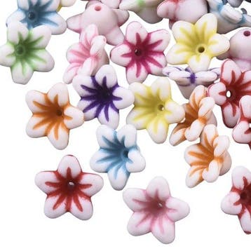 10 x Vrolijke gemixte acryl kralen bloemkelk 13mm Gat: 1,2mm, Ophalen of Verzenden, Nieuw, Kraal