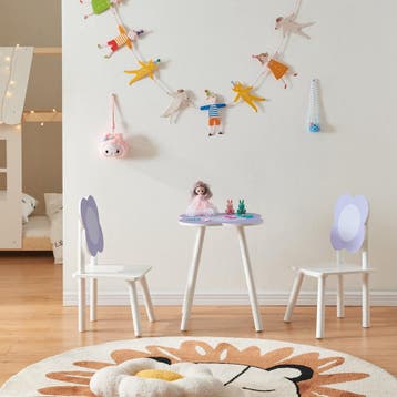 Kindertafel met 2 kinderstoelen Simrishamn wit en lila [en.c, Verzenden, Nieuw