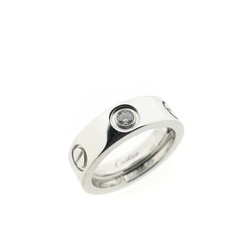 Witgouden LOVE-ring gezet met diamant; Cartier, Sieraden, Tassen en Uiterlijk, Gebruikt, Ophalen of Verzenden, Kleiner dan 17
