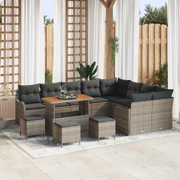 vidaXL Tuin Sofa Set 13 st 12-Aantal zitplaatsen Grijs, Verzenden, Nieuw, Rotan, 3 zitplaatsen