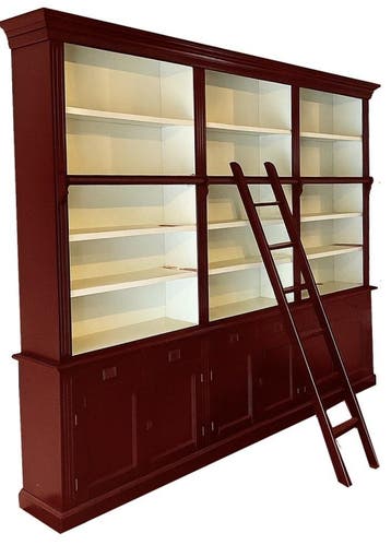 Boekenkast rood – wit met trap Reeuwijk 260 x 240cm, Ophalen of Verzenden, Nieuw