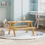 vidaXL Kindertafel met banken 90x79,5x50 cm massief hout, Verzenden, Nieuw, Grenenhout, 50 tot 100 cm