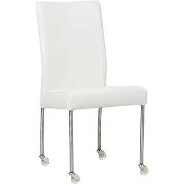 Leren eetkamerstoel Comfort met wieltjes - Toledo Bianco, Huis en Inrichting, Stoelen, Wit, Nieuw, Leer, Ophalen of Verzenden